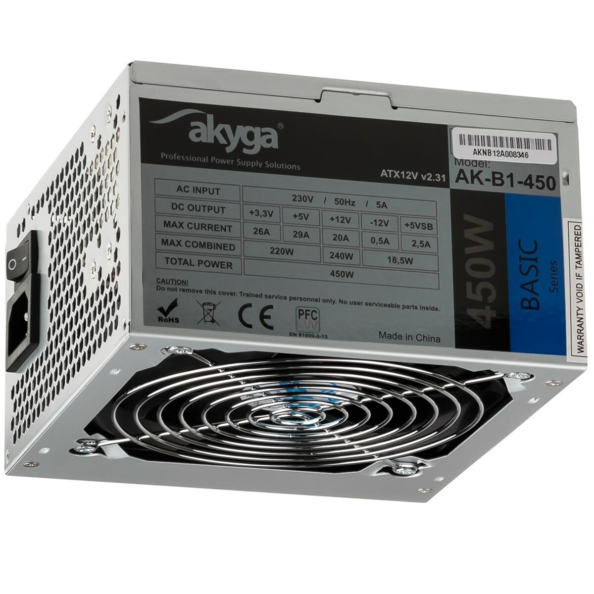 Stromquelle Akyga AK-B1-450 450 W RoHS CE FCC REACH ATX